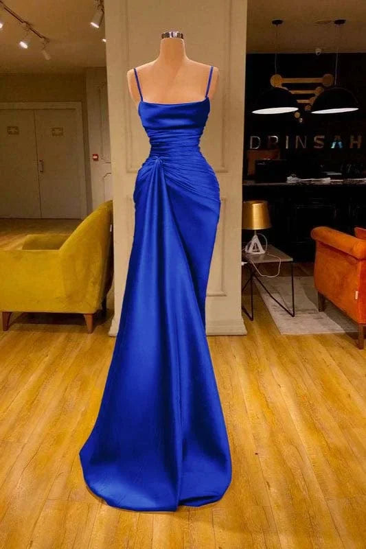 Charming Burgundy Spaghetti Straps Pleated Mermaid Prom Dress Long Evening 6868 by simplepromdress