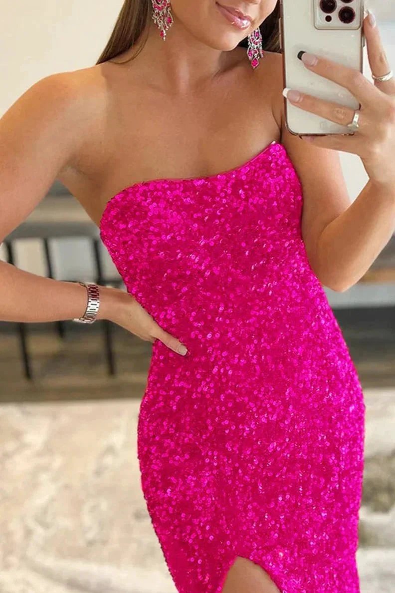 Dahlia |Mermaid Strapless Sequins Long Prom Dress with Slit by KissProm