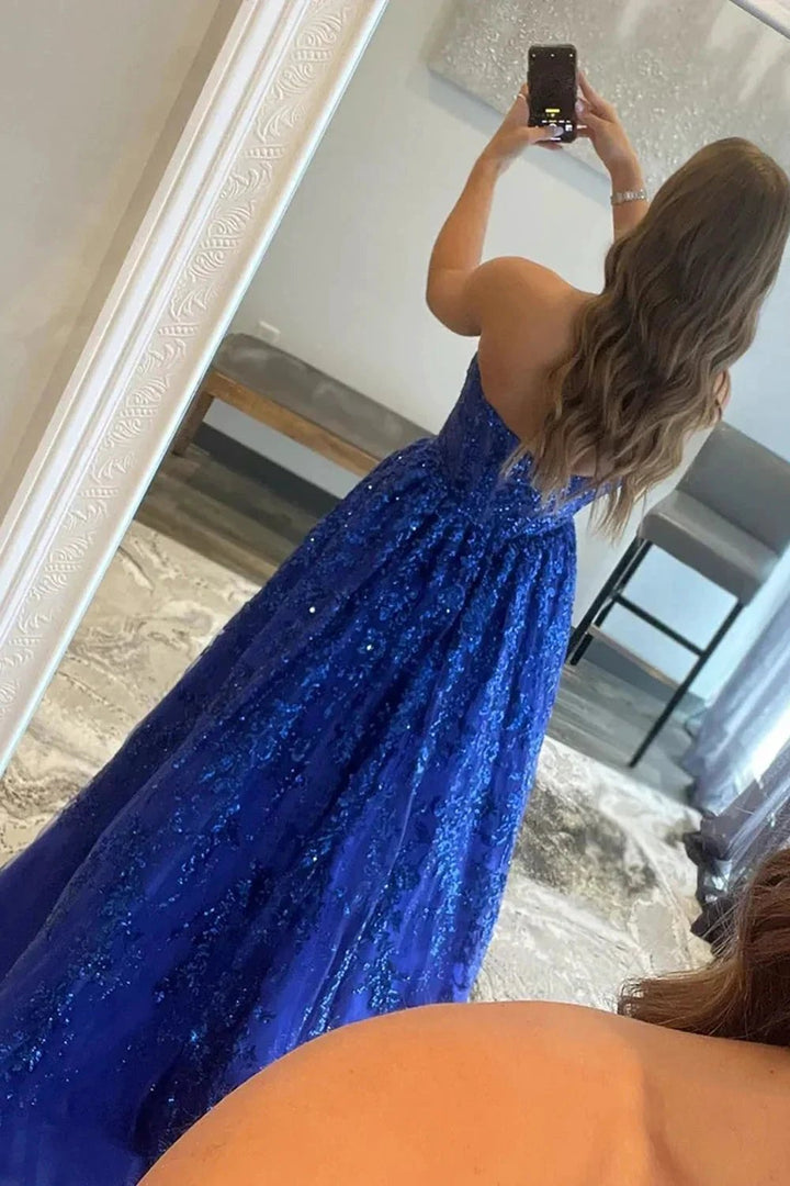 Zara |A-line Sequined Lace Long Prom Dress with Pockets by KissProm