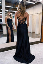 Lenora |Mermaid Spaghetti Straps Satin Prom Dress with Slit by KissProm