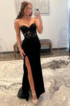 Sunnderly Amaya |Sheath Sweetheart Long Satin Prom Dress with Slit by KissProm