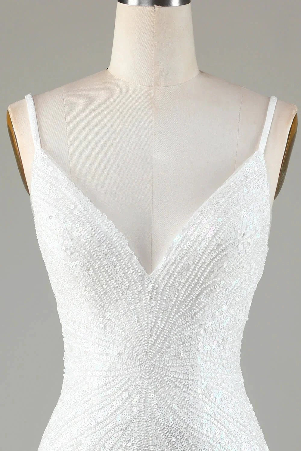 Sparkly White Lace-Up Back Beaded Short Homecoming Dress with Tassel by WEDTREND
