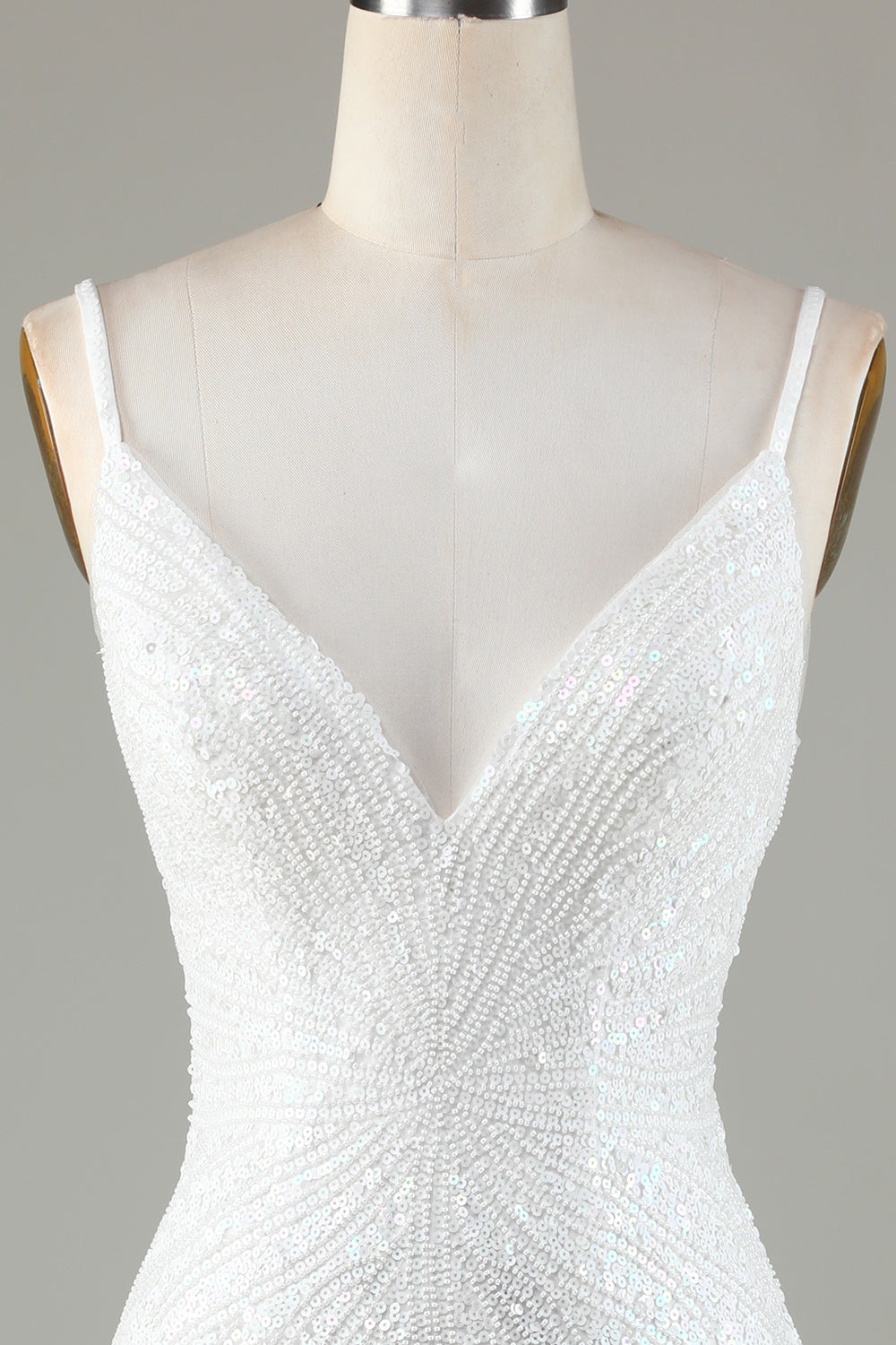 Sparkly White Lace-Up Back Beaded Short Homecoming Dress with Tassel