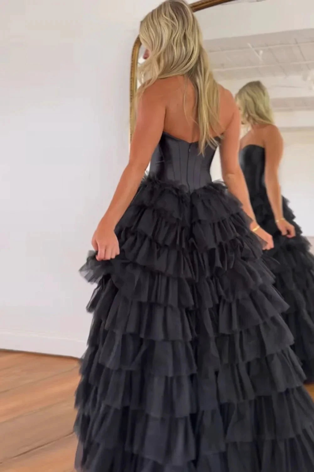 Harmony |A-Line Sweetheart Tiered Tulle Prom Dress with Slit by KissProm