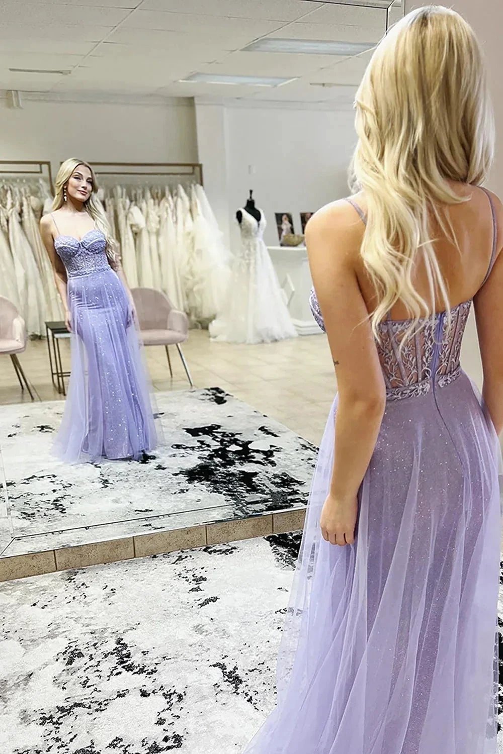 Karsyn | Mermaid Spaghetti Straps Purple Corset Prom Dress with Slit by KissProm