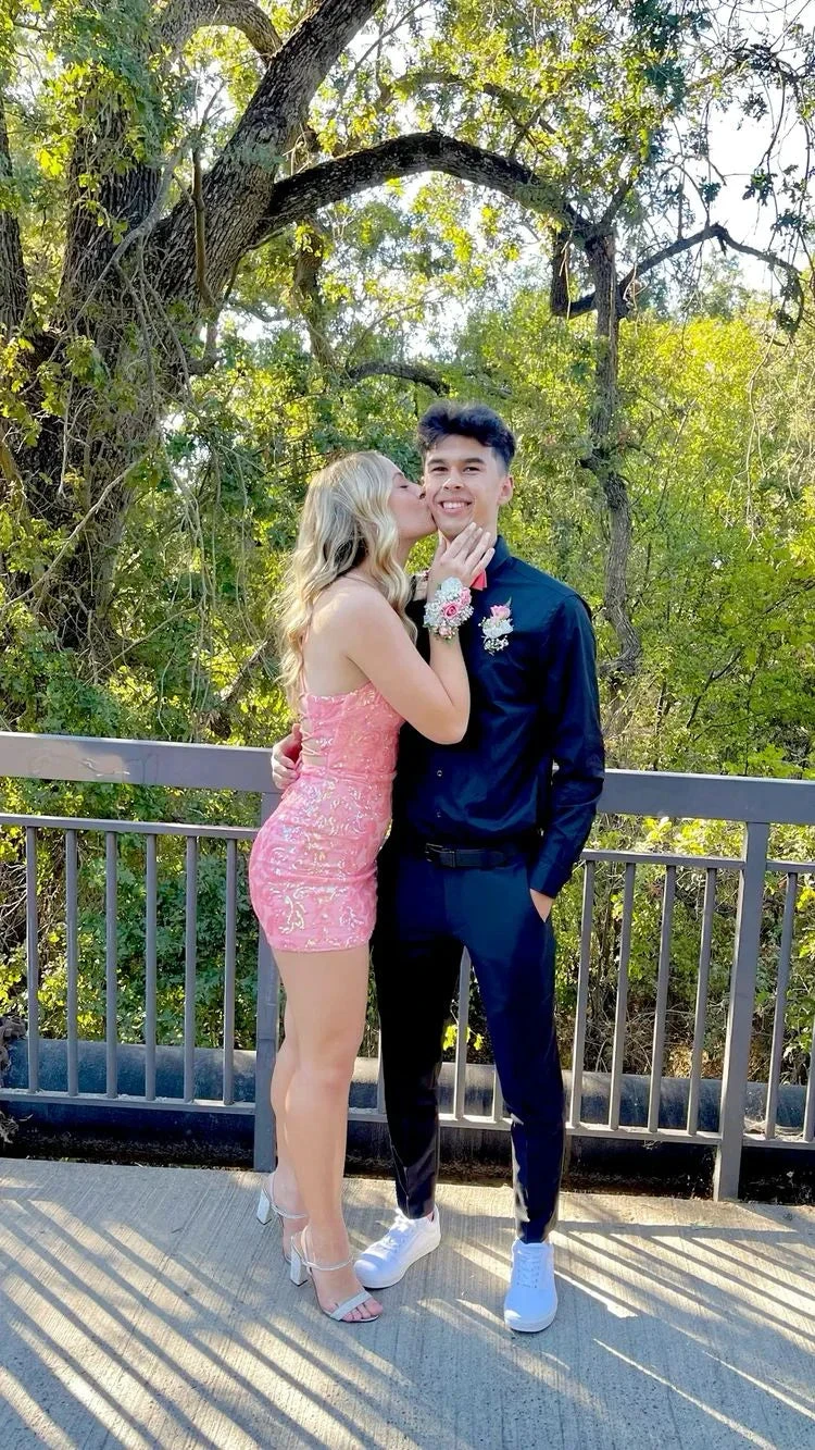 Pink Sequins Homecoming Dress Pink Party Dress Y2244 by simplepromdress