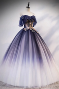 Ombre Beading Floral Lace Tulle Dress, Quinceañera Dress, Ball Gown Y1935 by simplepromdress