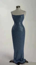 Gorgeous Blue Sequins Beaded Sheath Long Prom Dress Formal Evening Dress Y8512 by simplepromdress