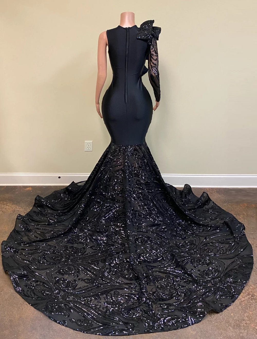 black prom dresses, mermaid prom dresses, ruffle prom dresses,sequins prom dresses, custom make evening dresses Y1868