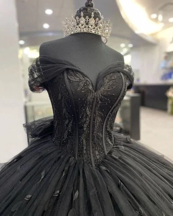 Black Quinceañera Dress,Black Ball Gown,Sweet 16 Dress Y1447 by simplepromdress