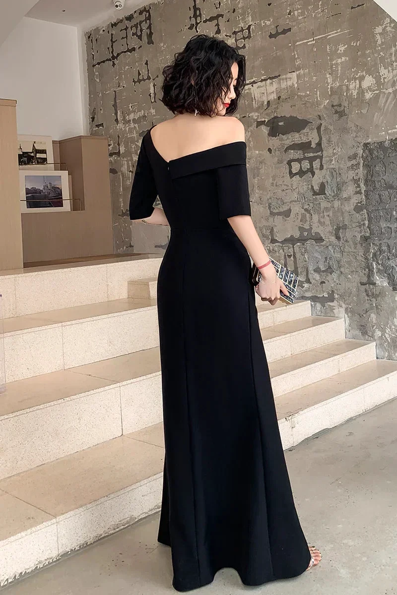 Black One Shoulder Slit Long Evening Dress Black Formal Dress Prom Dress Y946 by simplepromdress