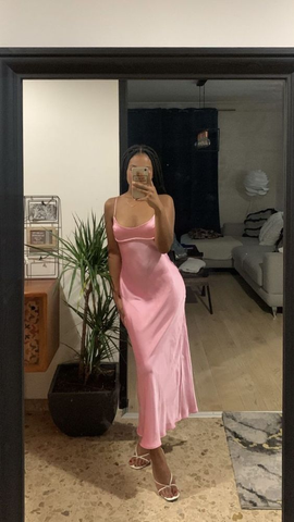 Baby Pink Spaghetti Straps Prom Dress Simple Evening Dress Y6538