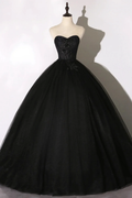 Black lace long ball gown dress A line formal dress Y1295 by simplepromdress
