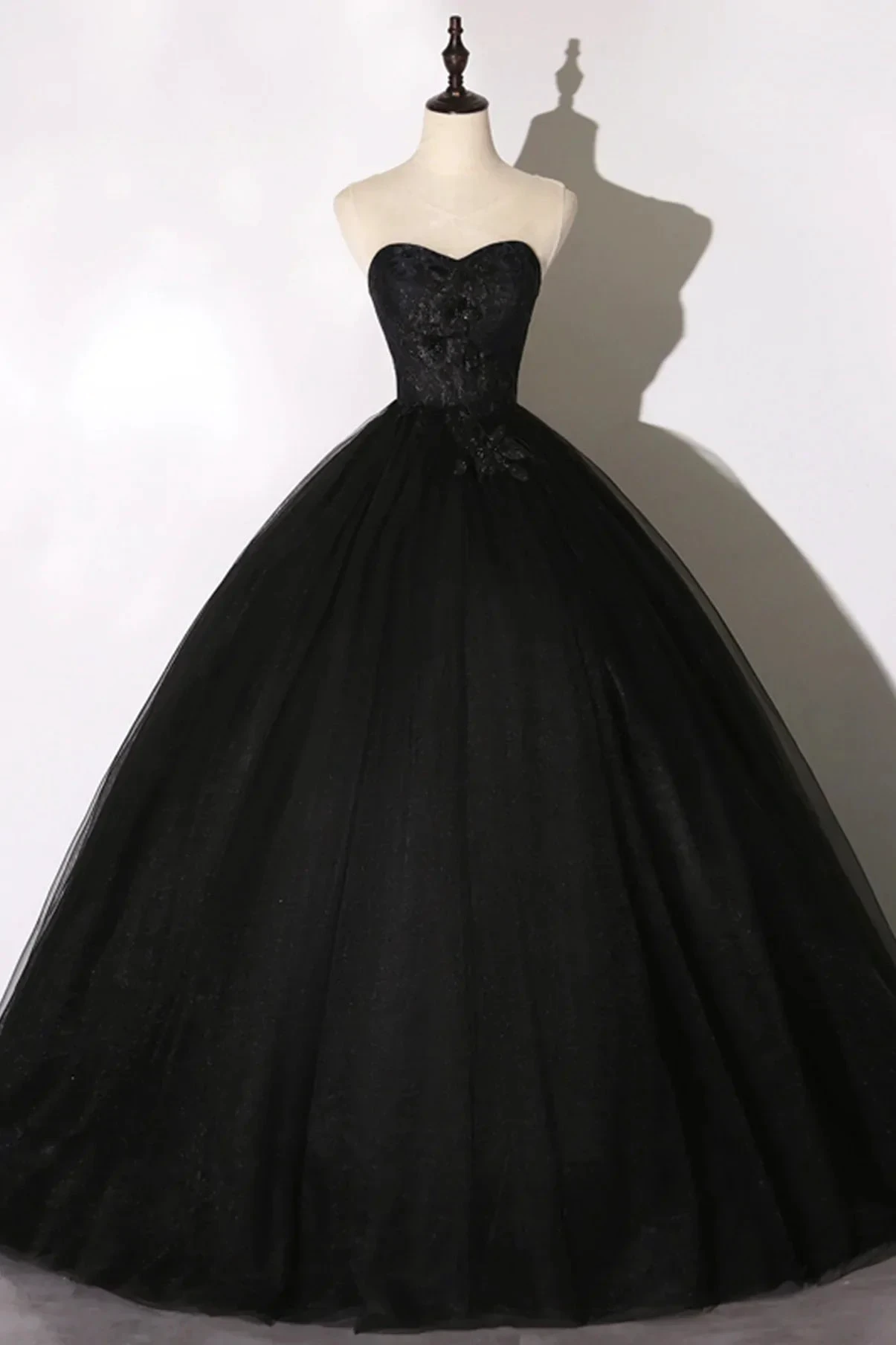 Black lace long ball gown dress A line formal dress Y1295 by simplepromdress