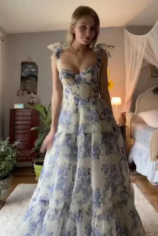 Vestidos de noche de fiesta de gasa con estampado floral especial Y6721