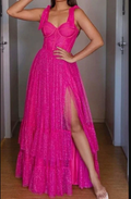 Glitter A-line Hot Pink Long Prom Dress,Generous Evening Dress,Graduation Dress Y1906 by simplepromdress