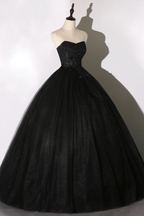 Black lace long ball gown dress A line formal dress Y1295 by simplepromdress