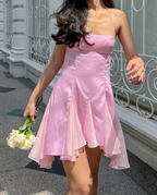 A-line Pink Homecoming Dress Pink Cocktail Dress Y2667 by simplepromdress
