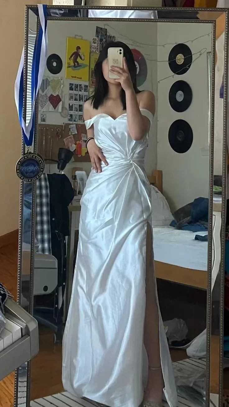 Stunning Off The Shoulder White Wedding Dress,White Bridal Dress Y5355 by simplepromdress