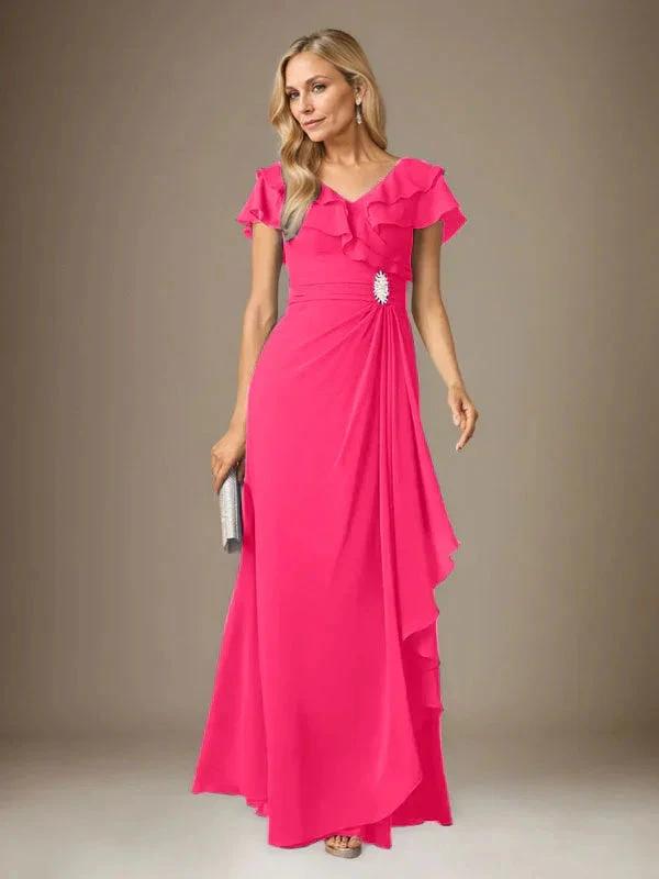 Stormy A-Line V-Neck Ruched Chiffon Dress by Dreamylily