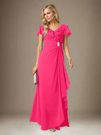 Stormy A-Line V-Neck Ruched Chiffon Dress by Dreamylily