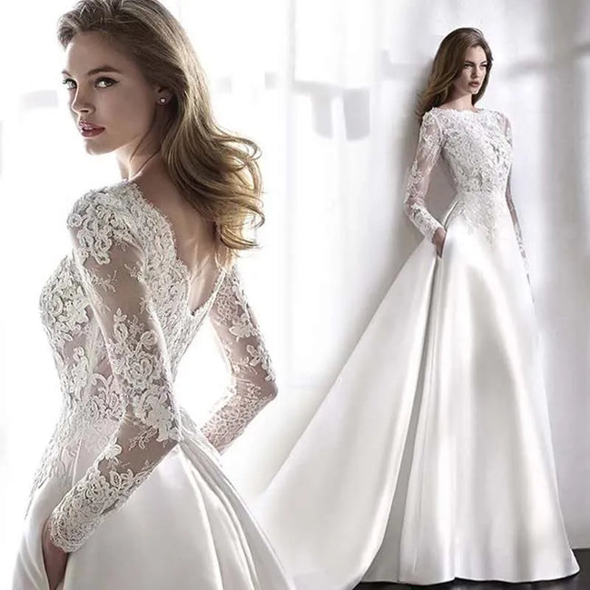 Wedding Dresses 2021 Bride Dress Elegant Full Case Court Train Vestido De Noiva A-line Princess Luxury Light Wedding dress Hover Image