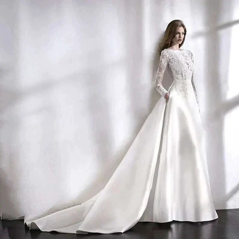 Wedding Dresses 2021 Bride Dress Elegant Full Case Court Train Vestido De Noiva A-line Princess Luxury Light Wedding dress by payinti