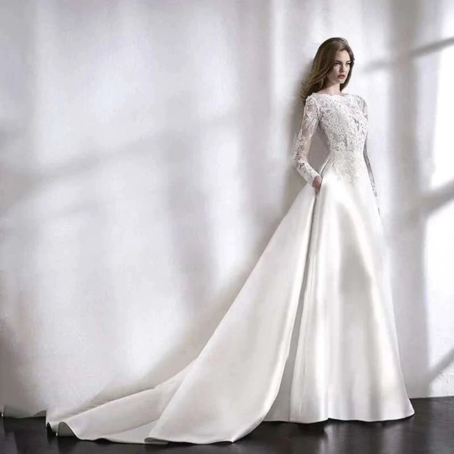 Wedding Dresses 2021 Bride Dress Elegant Full Case Court Train Vestido De Noiva A-line Princess Luxury Light Wedding dress Main Image