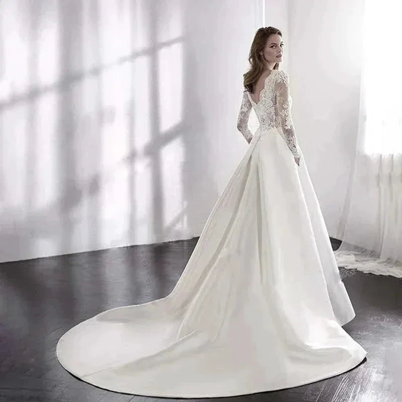 Wedding Dresses 2021 Bride Dress Elegant Full Case Court Train Vestido De Noiva A-line Princess Luxury Light Wedding dress by payinti