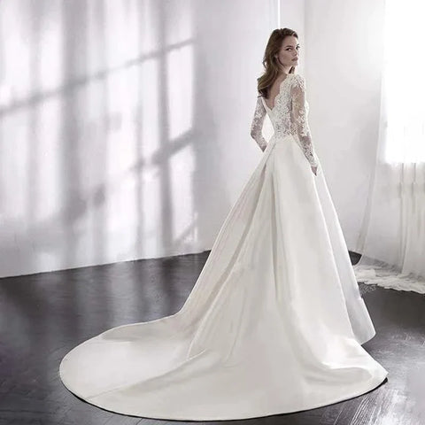Wedding Dresses 2021 Bride Dress Elegant Full Case Court Train Vestido De Noiva A-line Princess Luxury Light Wedding dress