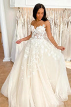 Wedding Gowns Sweetheart Neck Boho 3D Lace Wedding Dresses WD602 by pgmdress
