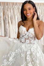 Wedding Gowns Sweetheart Neck Boho 3D Lace Wedding Dresses WD602 by pgmdress