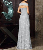 A-Line/Princess Off-The-Shoulder Short Sleeves Tea-Length Chiffon Mother Of The Bride Dresses with Appliques Lace by Dreamylily