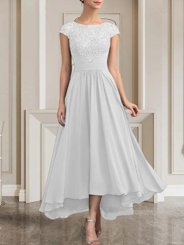A-line Scoop Floor-Length Lace Chiffon Mother of the Bride Dress With Sequins by Dreamylily