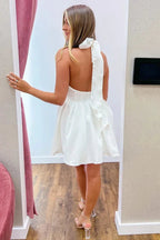 Halter Neck Homecoming Dress Low Back SYH74 by vivymakudress