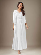 Plum A-Line Sequins Chiffon Dress