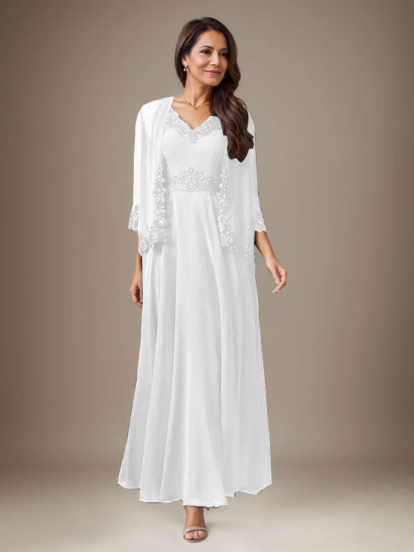 Plum A-Line Sequins Chiffon Dress