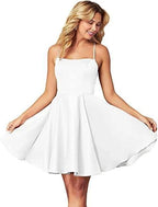 Spaghetti Straps Homecoming Dress Short Satin Puffy Cocktail SYH1 by vivymakudress