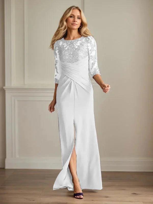 Plum Sheath Lace Stretch Crepe Mother of the Bride Dress by Dreamylily