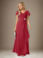 Stormy A-Line V-Neck Ruched Chiffon Dress by Dreamylily