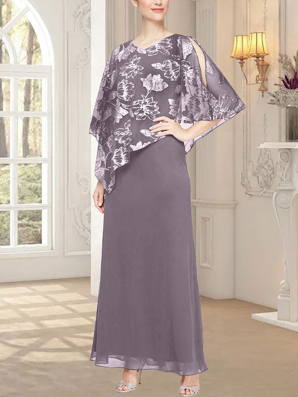 Long Glitter Mesh Dress with Novelty Asymmetric Overlay Bodice