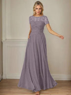 Dark Navy A-Line Boatneck Sequins Chiffon Dress by Dreamylily