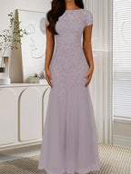 Dark Navy Mermaid Scoop Sequins Tulle Dress by Dreamylily