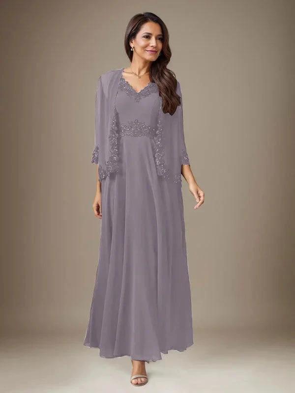 Plum A-Line Sequins Chiffon Dress by Dreamylily