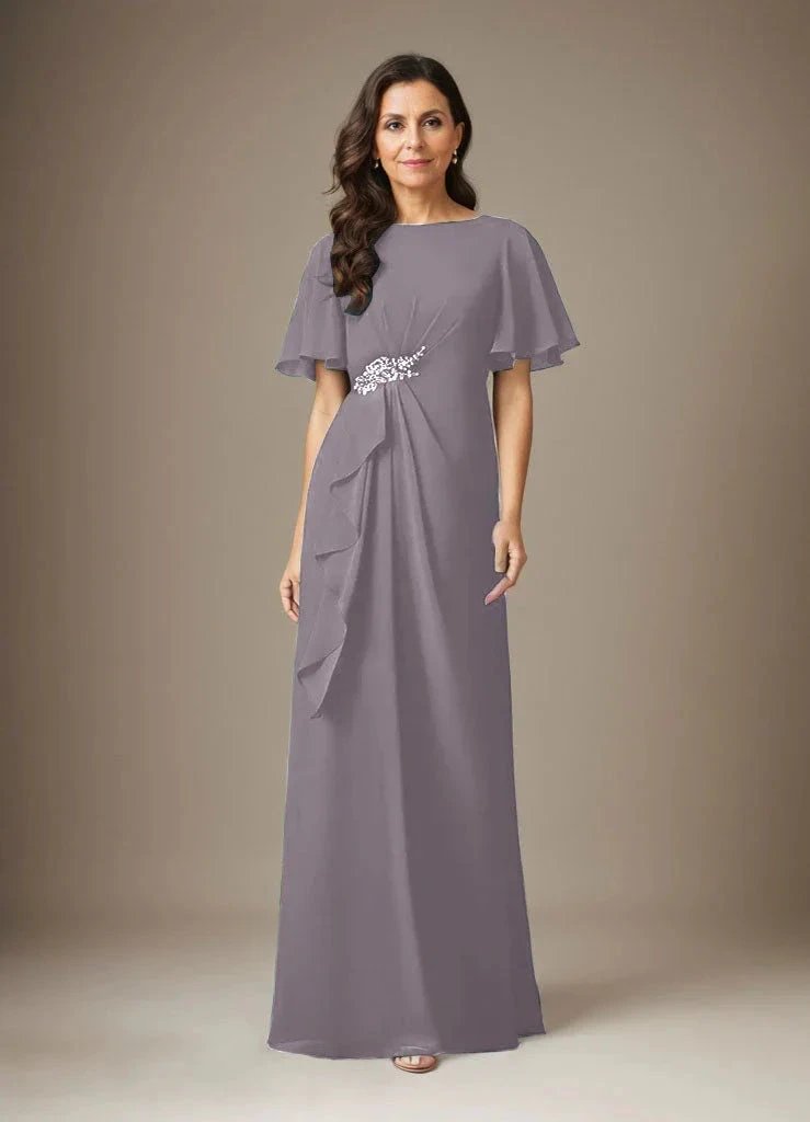 Dark Navy Sheath Beaded Chiffon Dress by Dreamylily