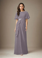 Dark Navy Sheath Beaded Chiffon Dress by Dreamylily