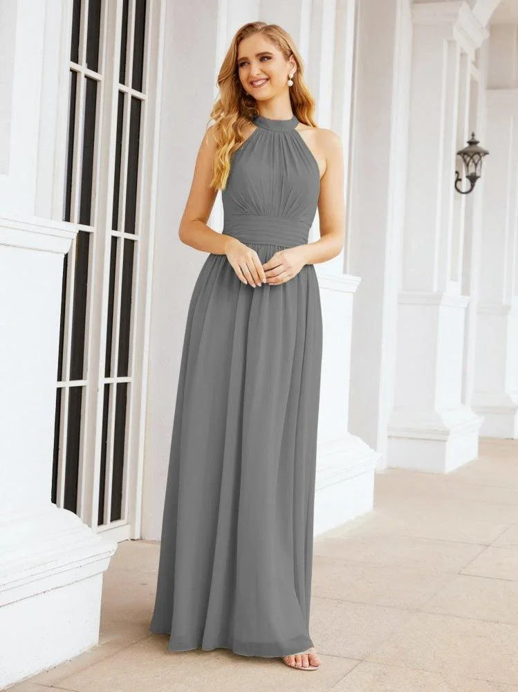 Numbersea Robes longues sans manches à col licou pour demoiselle d'honneur pour fête mariage soirée 28054