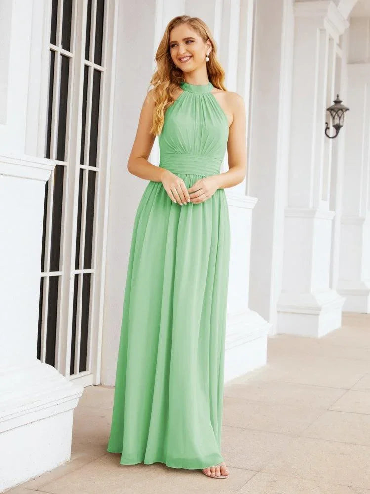 Numbersea Robes longues sans manches à col licou pour demoiselle d'honneur pour fête mariage soirée 28054