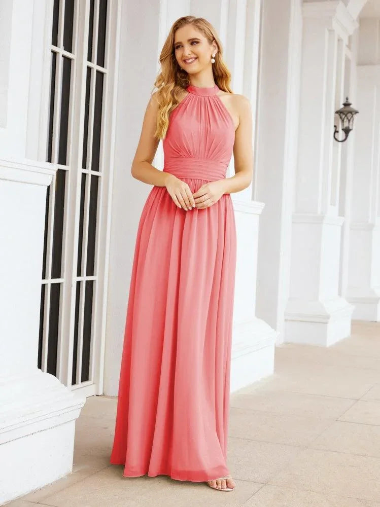 Numbersea Robes longues sans manches à col licou pour demoiselle d'honneur pour fête mariage soirée 28054