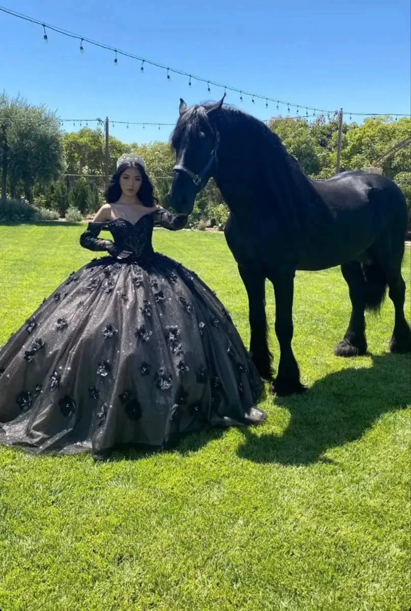 Black Off The Shoulder Ball Gown,Sweet 16 Dress,Quinceanera Dress Y5299 by simplepromdress